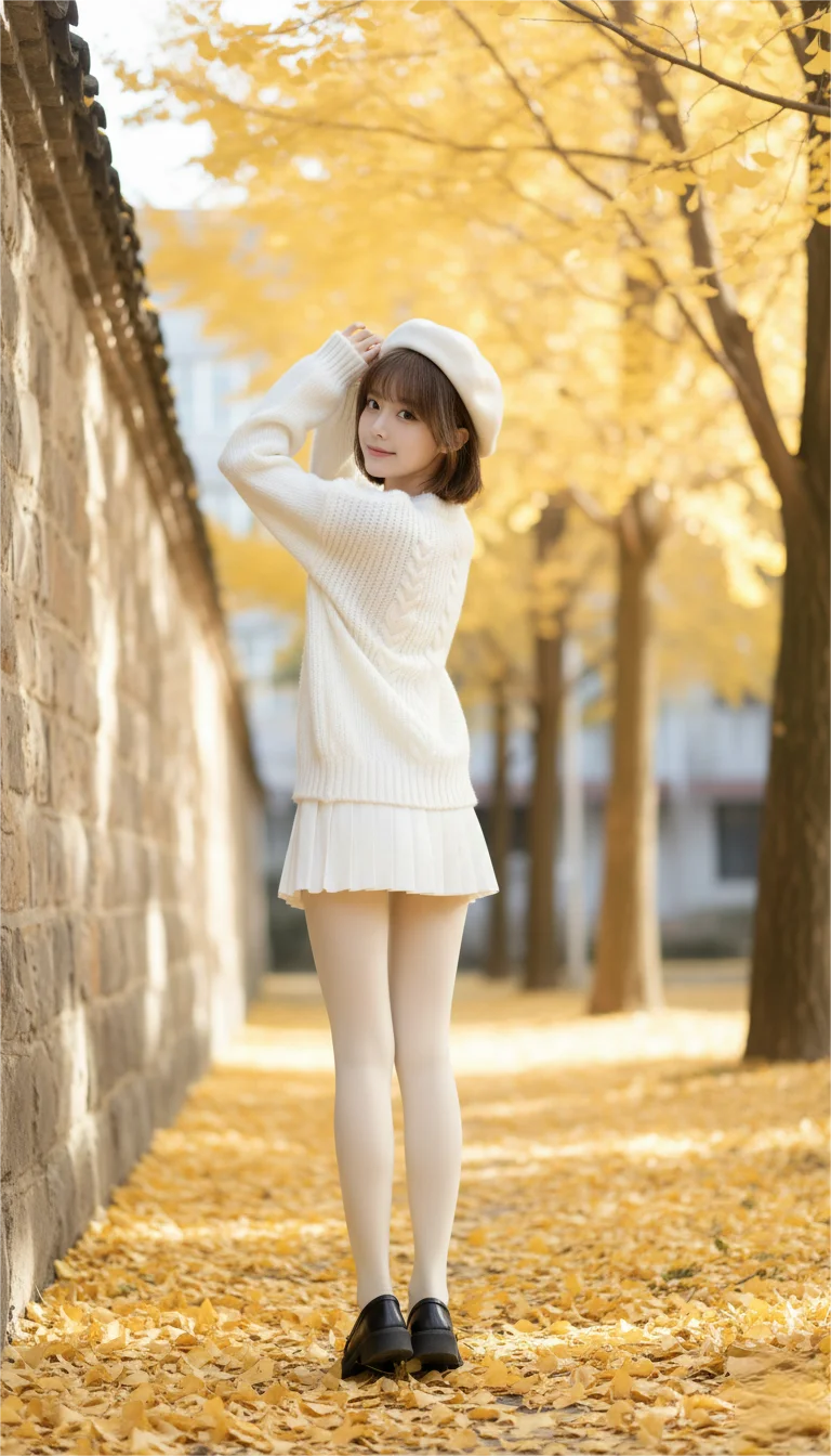 左滑~ 纯白× 贝雷帽｜秋日穿搭&氛围感写真