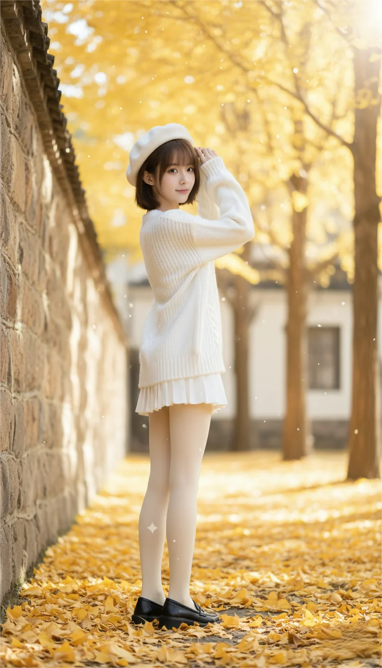 左滑~ 纯白× 贝雷帽｜秋日穿搭&氛围感写真