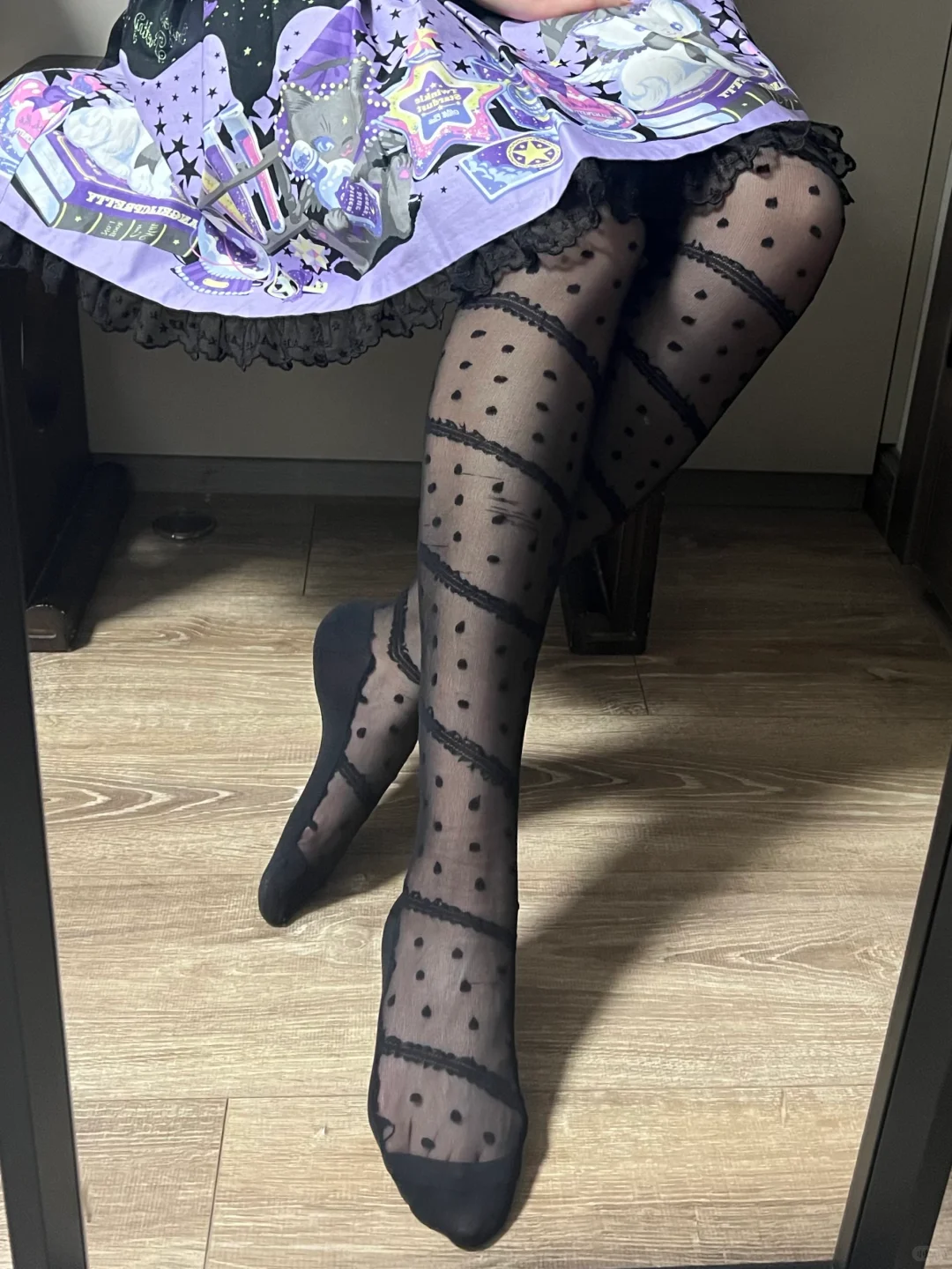 亲测，慎入 ap黑色波点过膝袜