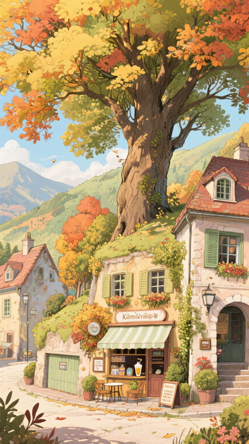 宫崎骏动画秋日奶茶店壁纸暖到心窝窝了！