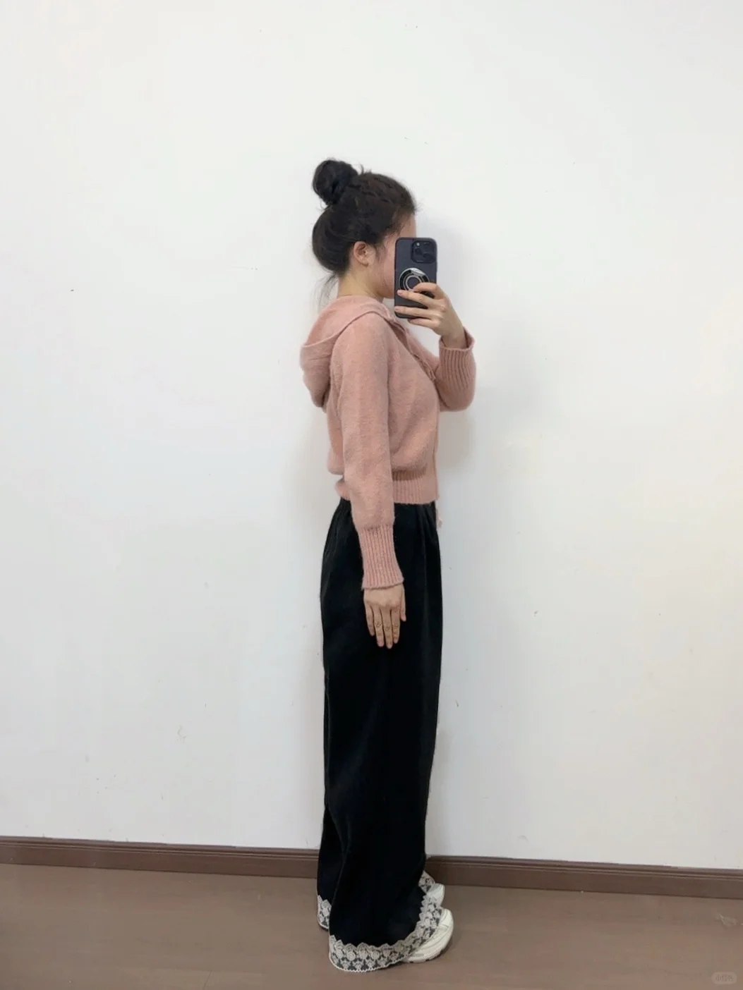 50💰➕灰色蕾丝毛呢阔腿裤原相机上身测评！