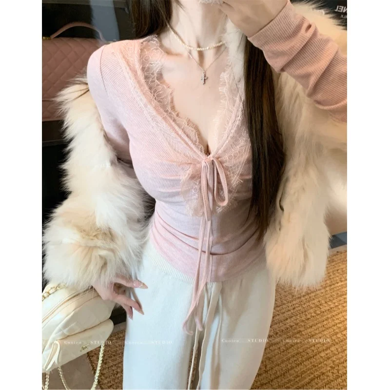 温柔纯欲风蕾丝T恤💕夏日斩男神器