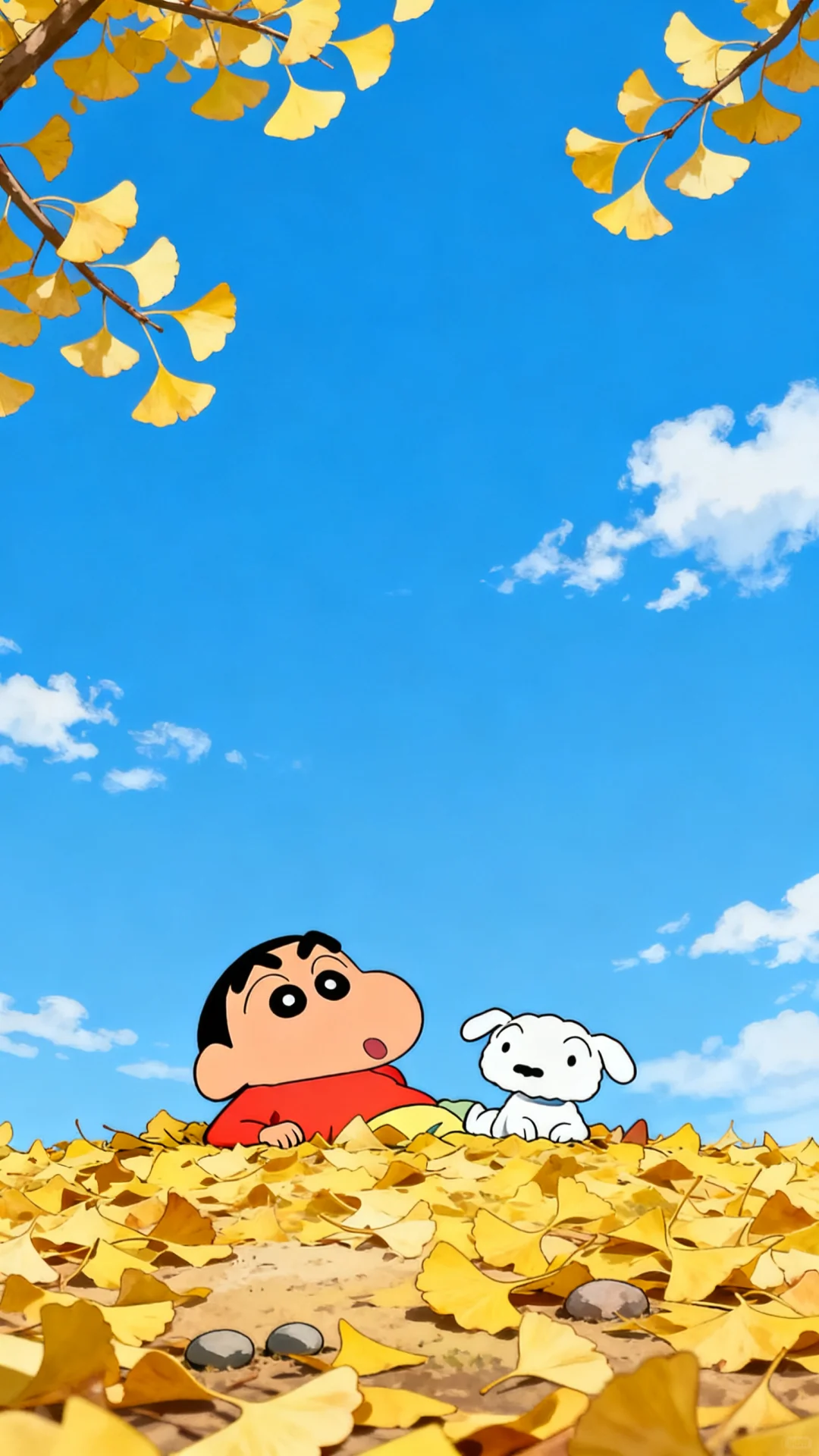 谁能拒绝在银杏树叶上躺平的小新✨