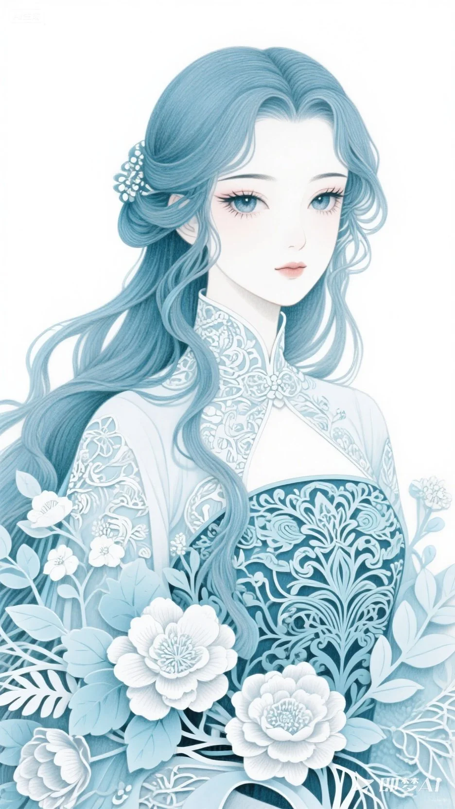 剪纸元素韵味丨美女插画