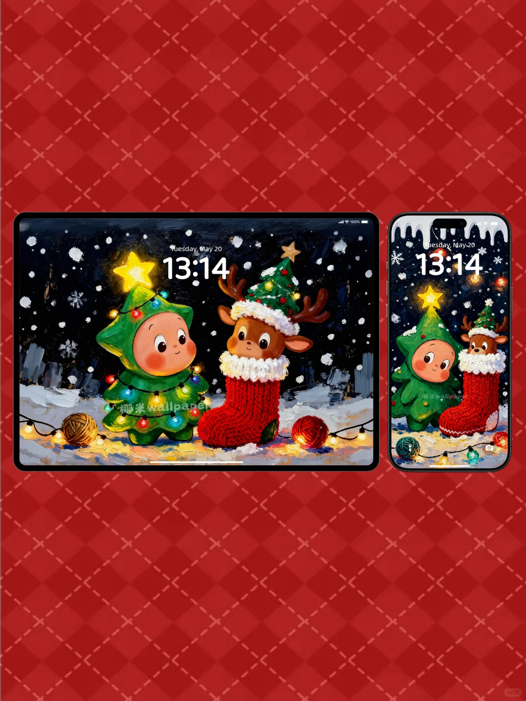 244‖星星人·一起过圣诞吧‖油画平板壁纸