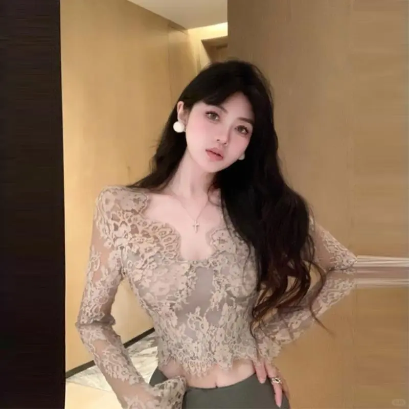 高定蕾丝衬衫🌹性感网眼太绝了