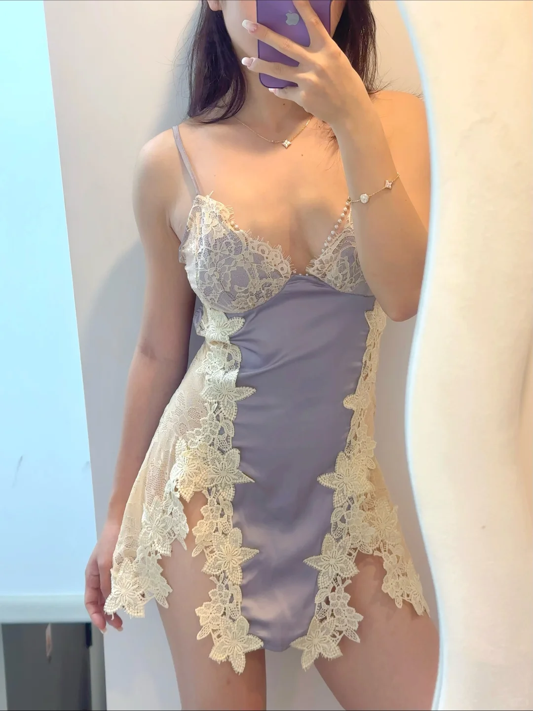 紫色蕾丝好显白啊