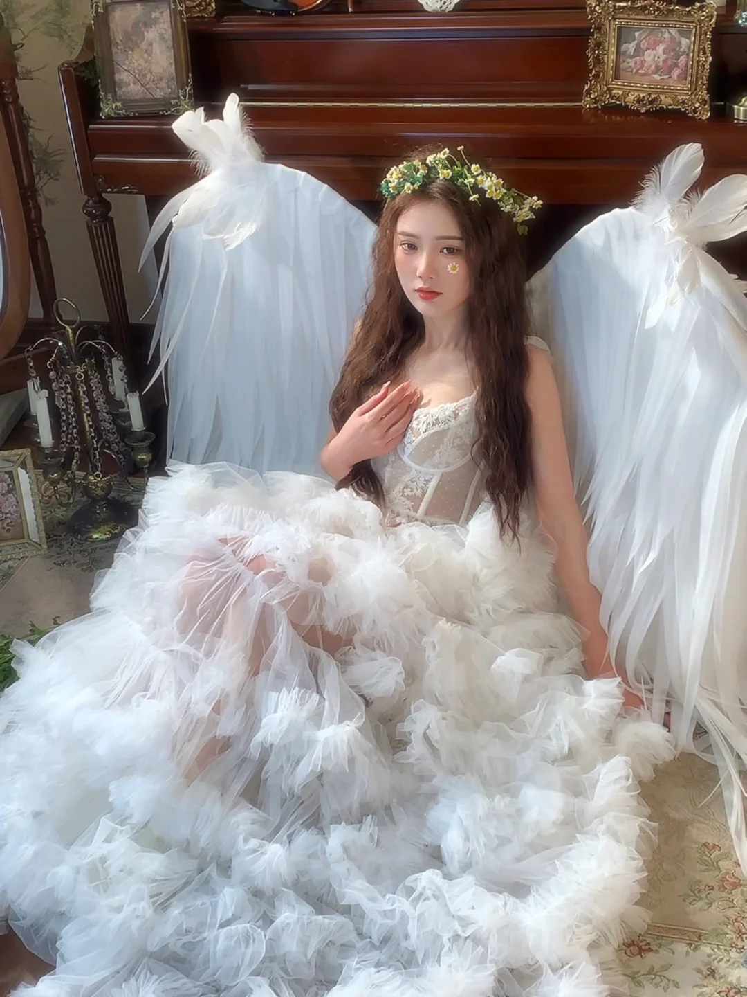 翅膀、花🌼、天使少女写真～～