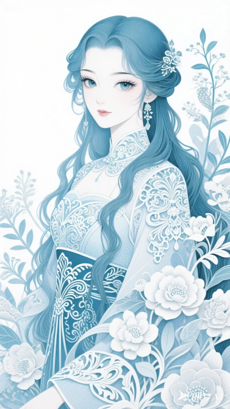 剪纸元素韵味丨美女插画