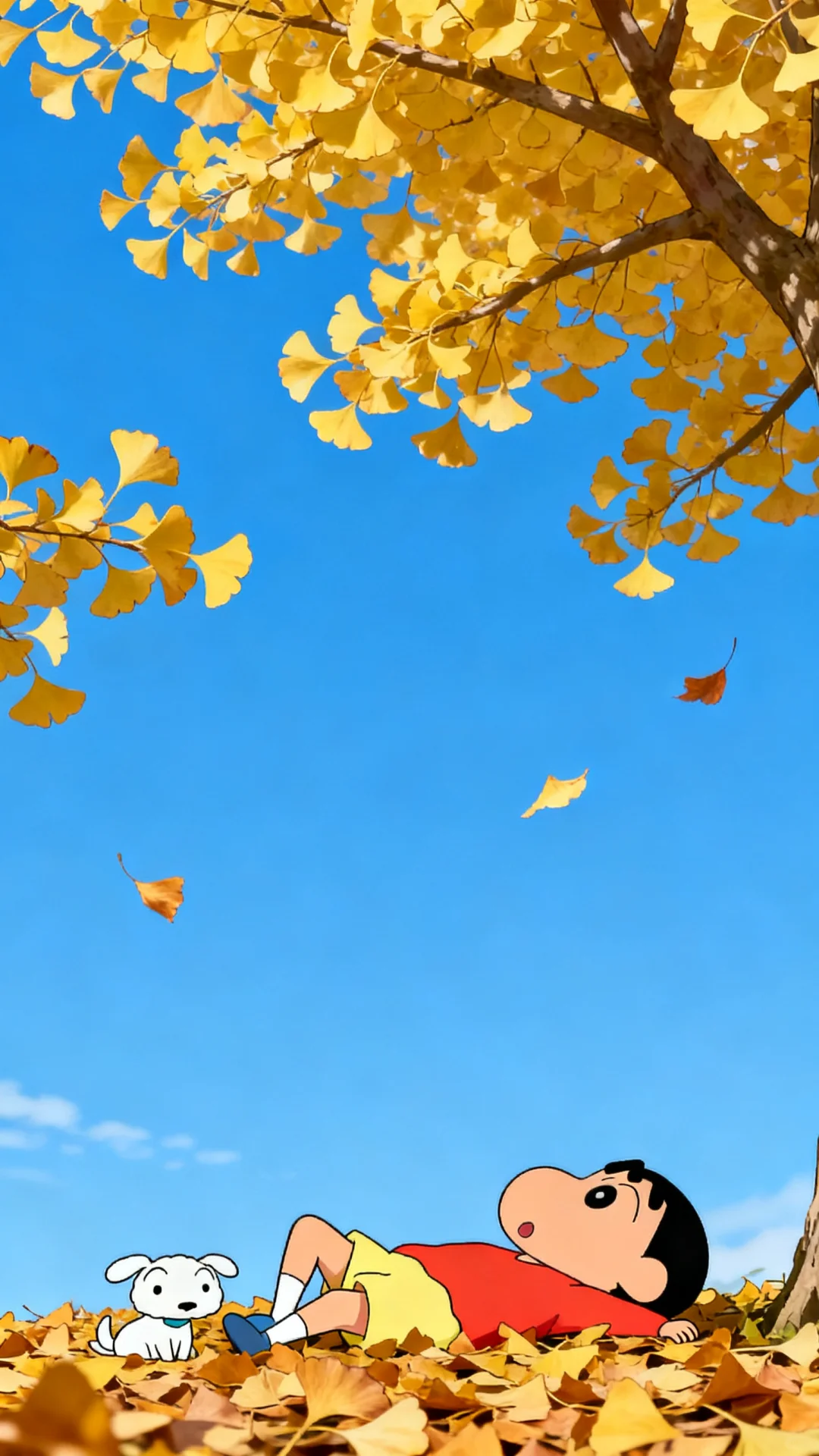 谁能拒绝在银杏树叶上躺平的小新✨