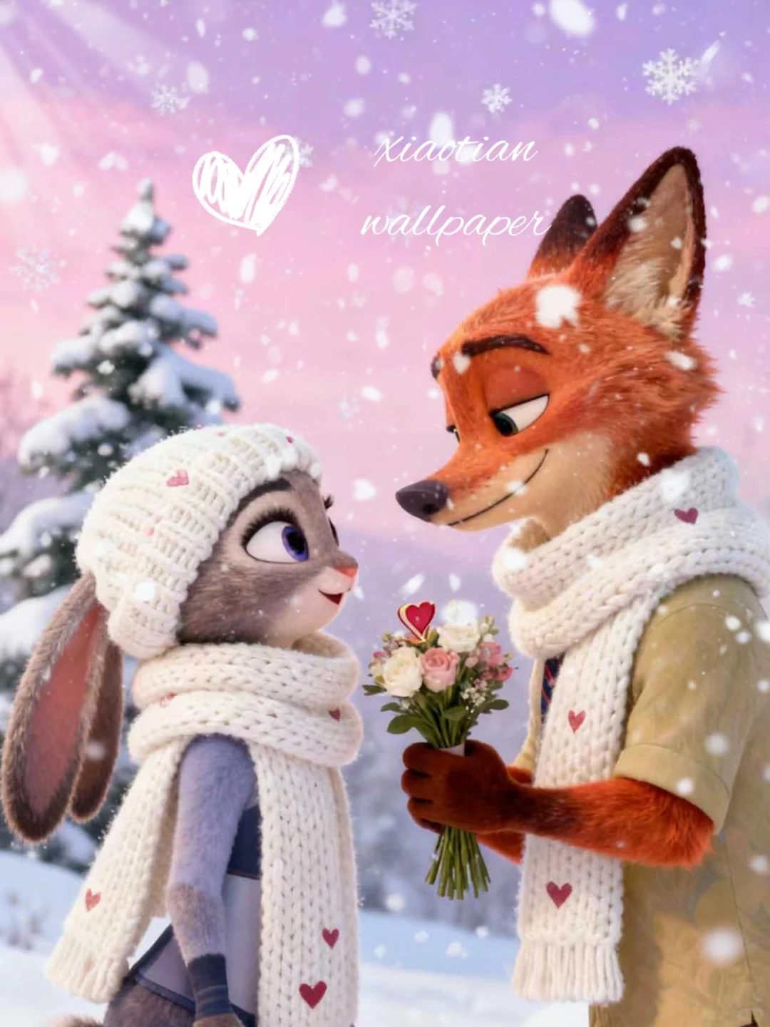 疯狂动物城壁纸 | 朱迪 & 尼克的浪漫冬日