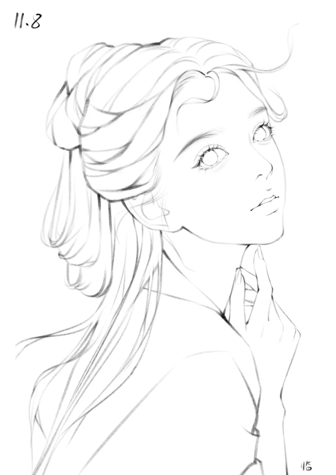 人物练习（28）三张女生线稿