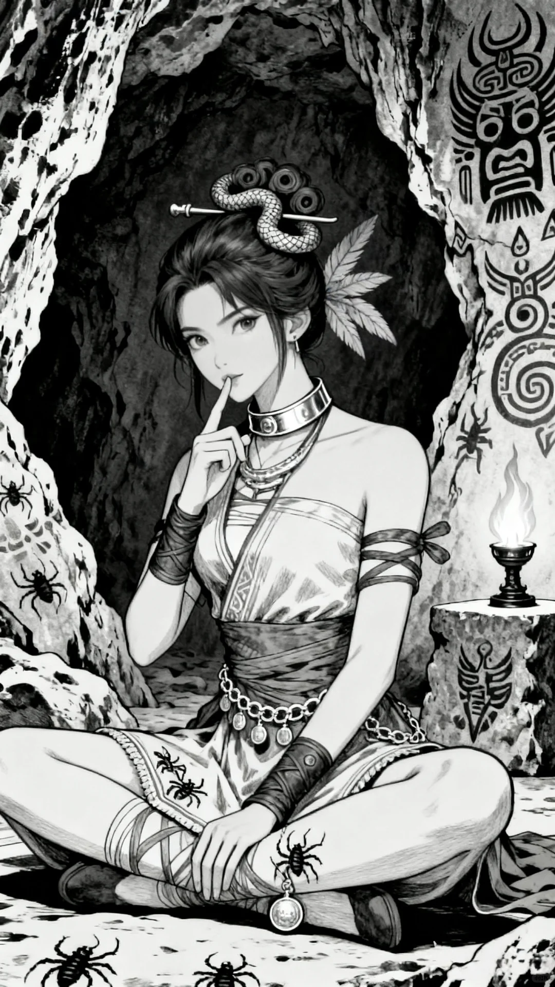 苗疆蛊女果然魅惑好看 ｜黑白线稿