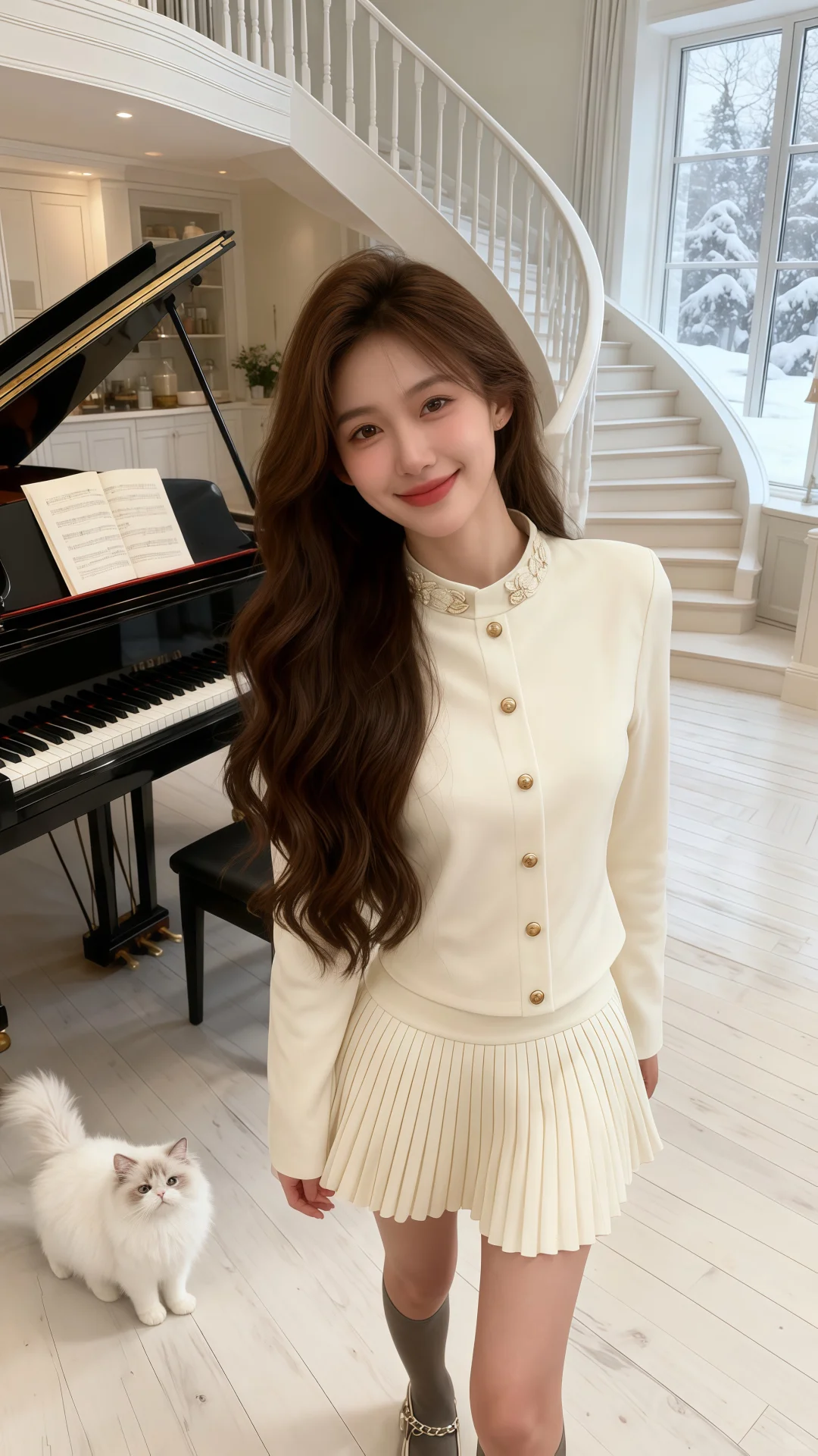 温柔小香风针织套装穿搭__