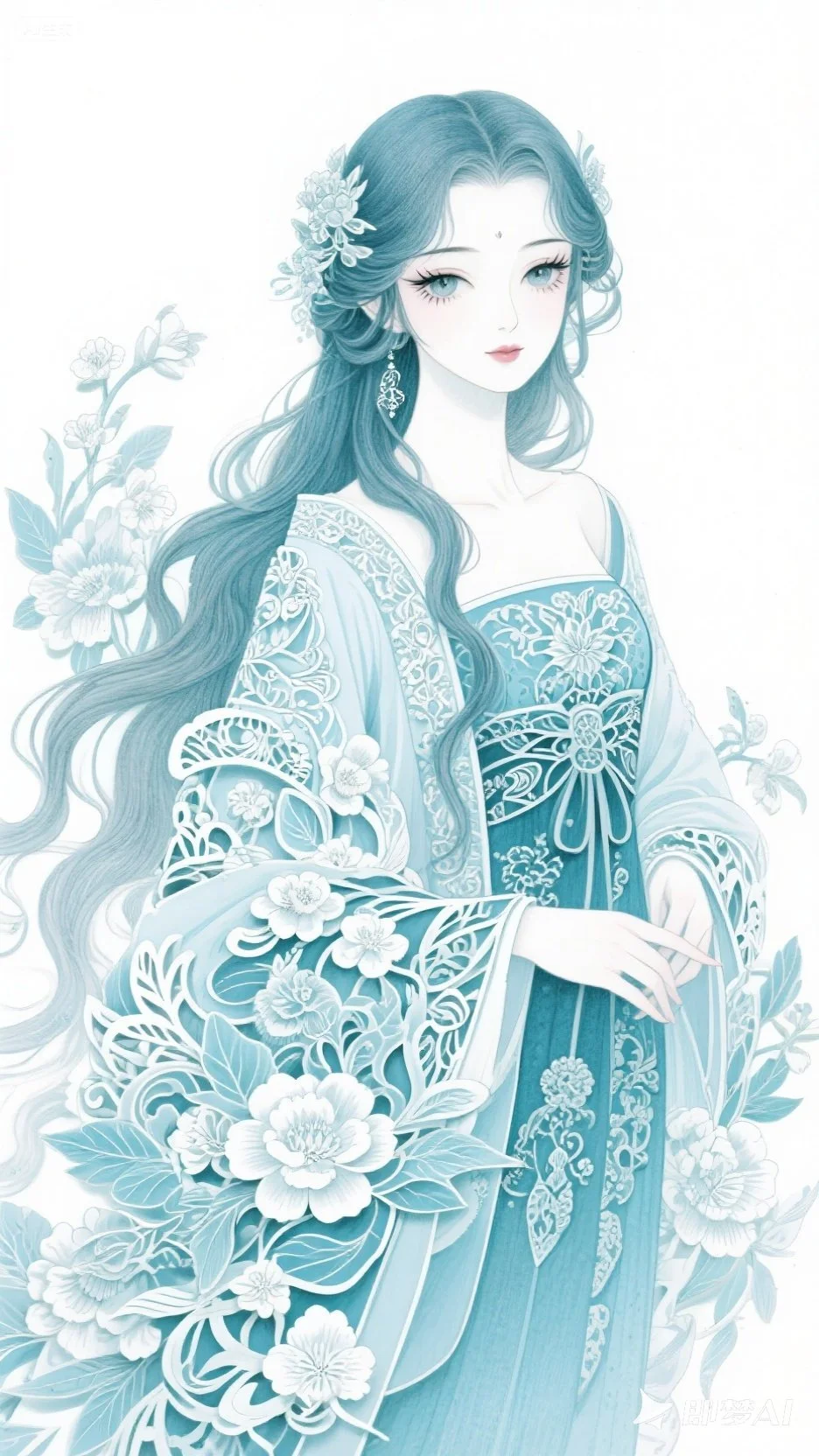 剪纸元素韵味丨美女插画