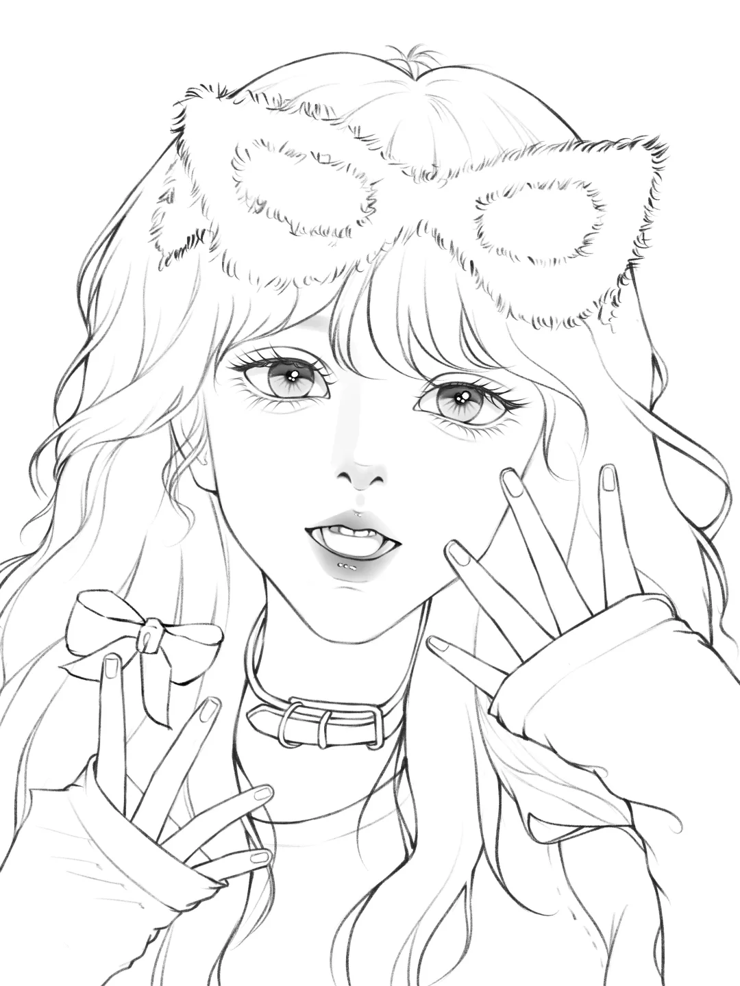 画了10张线稿🌼