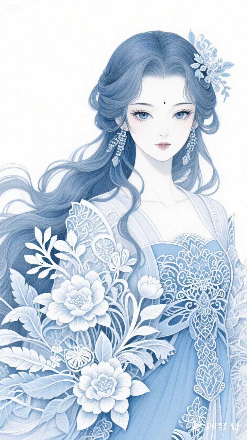 剪纸元素韵味丨美女插画