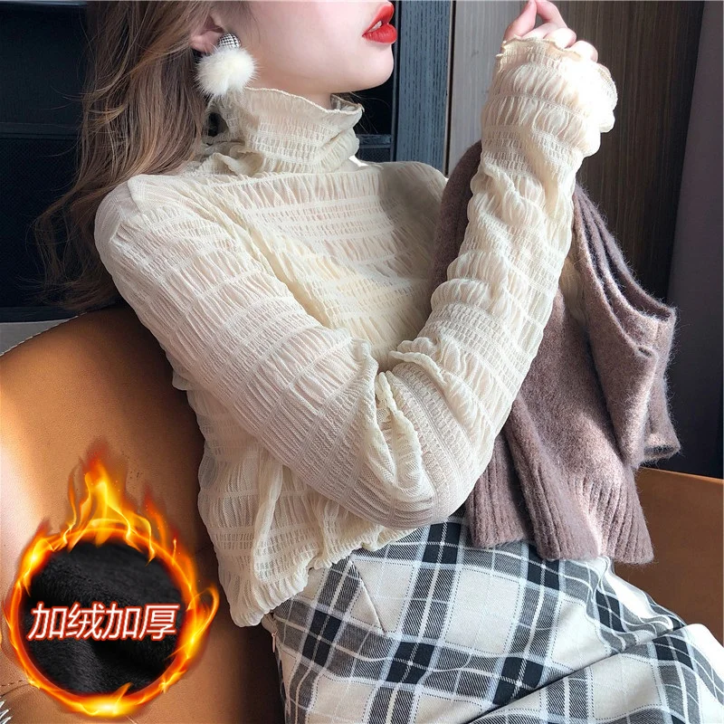 堆堆领蕾丝打底衫🌟秋冬加绒神仙款