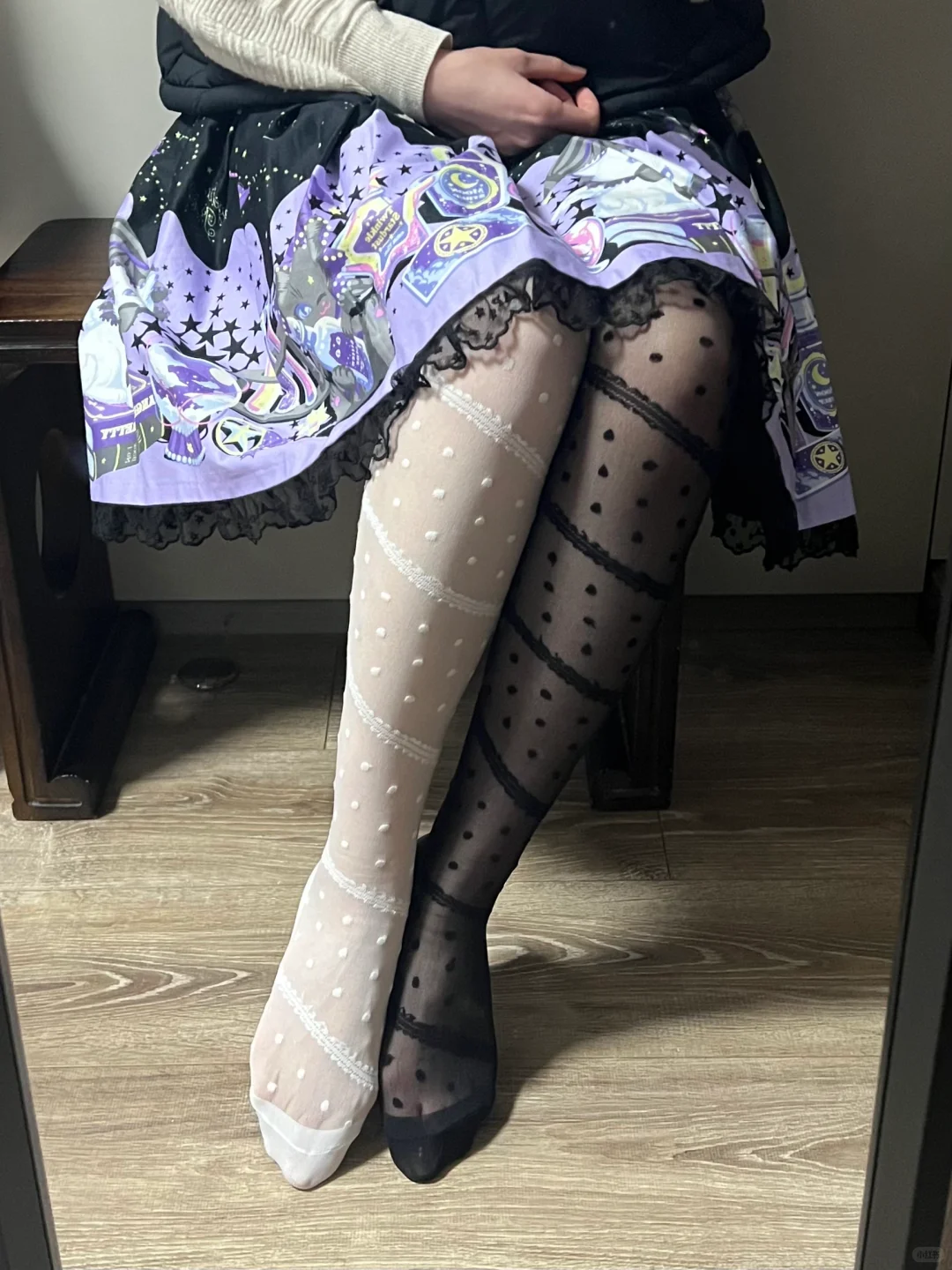 亲测，慎入 ap黑色波点过膝袜