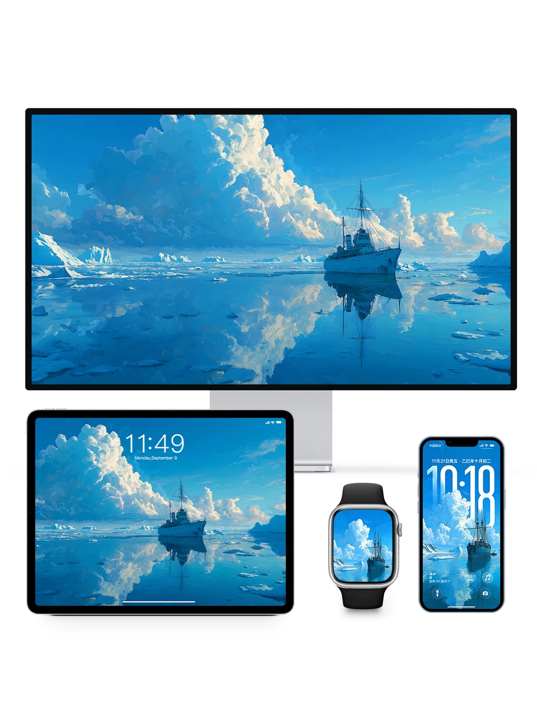 冰山之舟｜ios26适配景深壁纸Z419