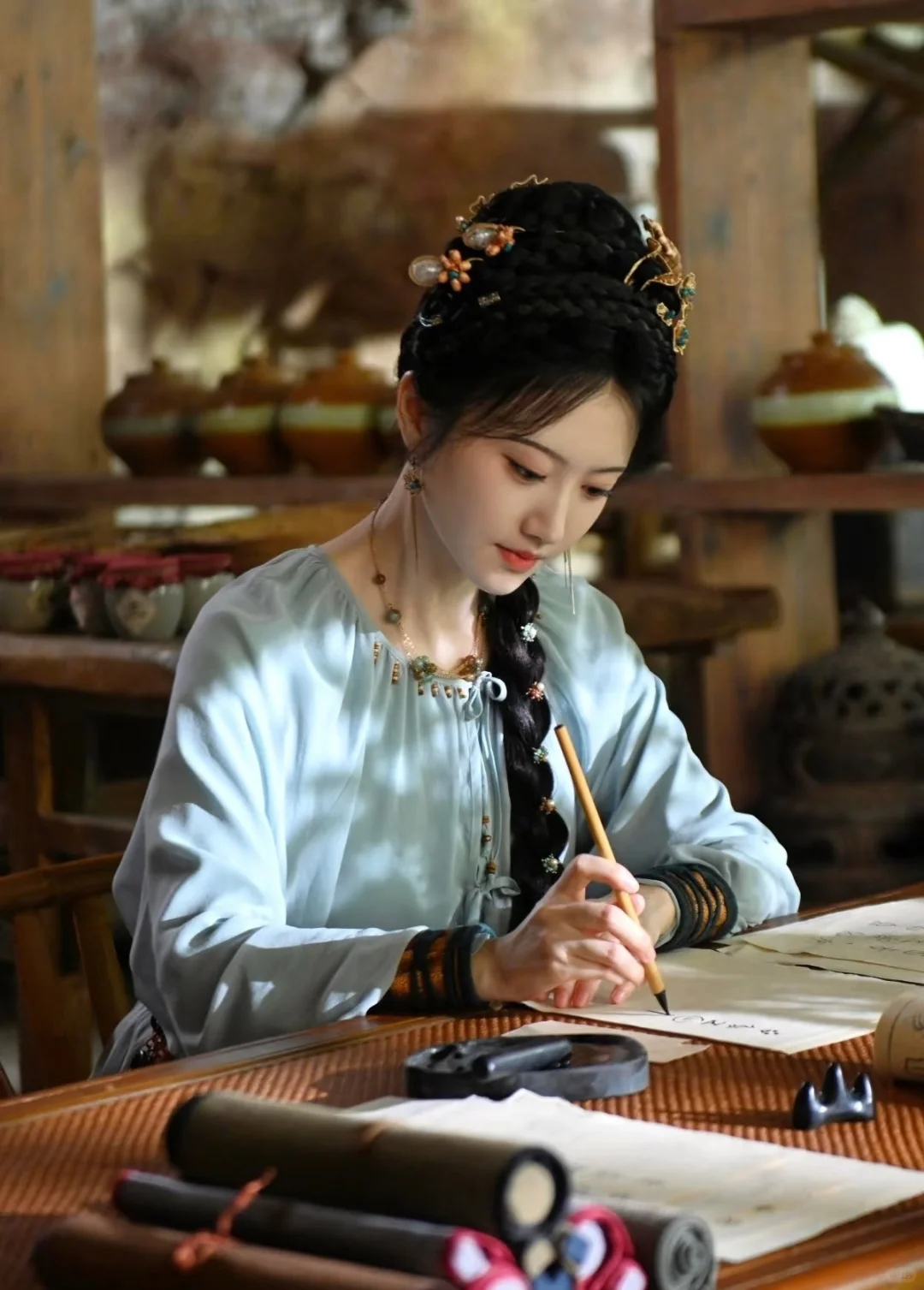 女明星古装侧麻花辫造型集合