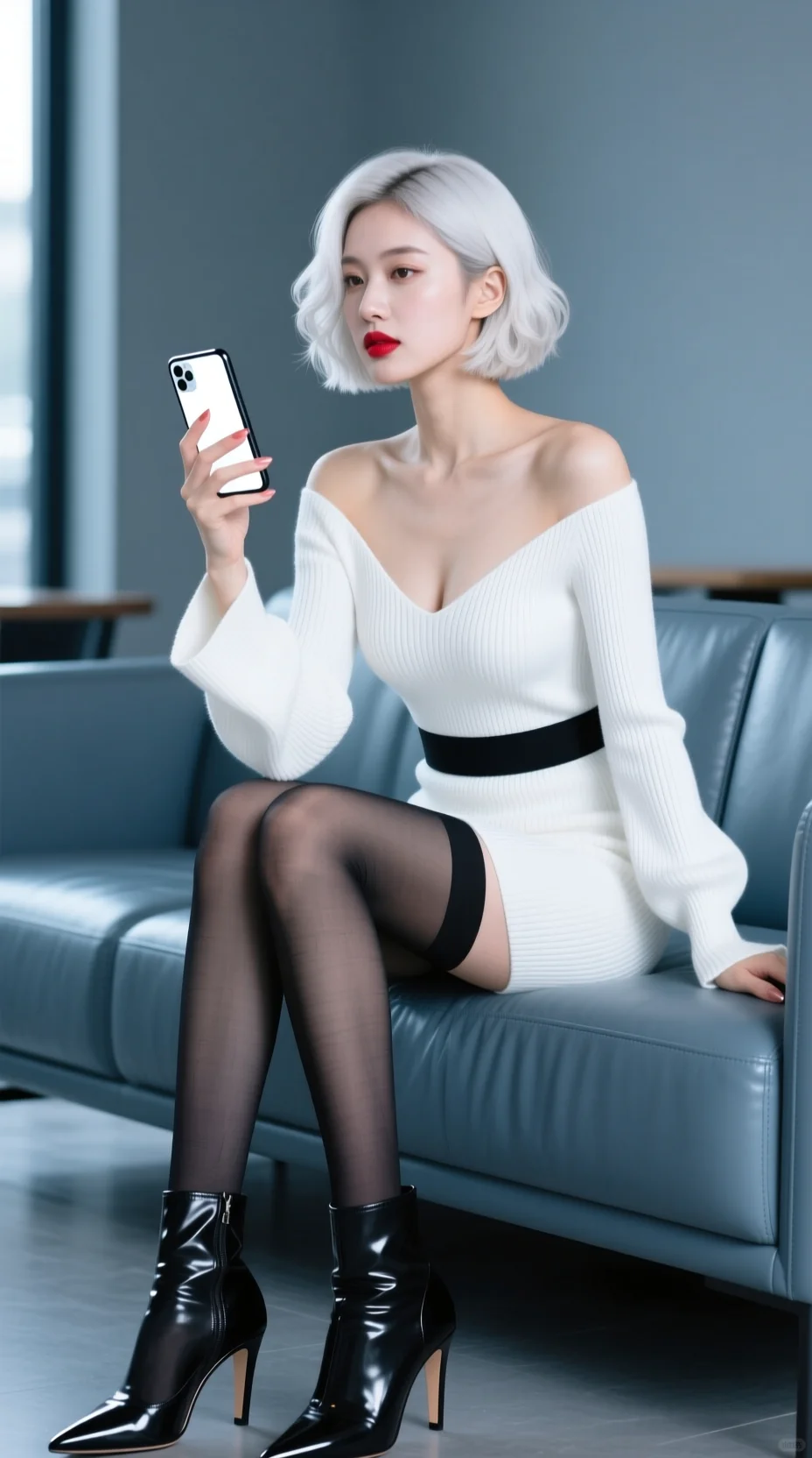 哇哦！白色短发好酷！👑