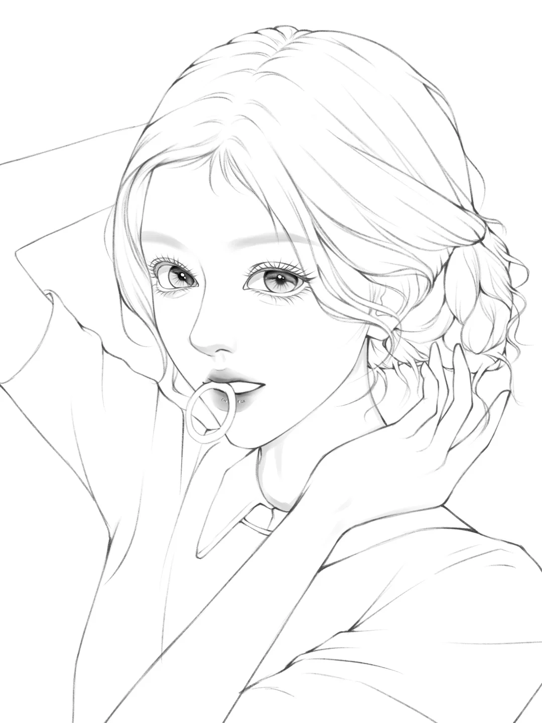 画了10张线稿🌼