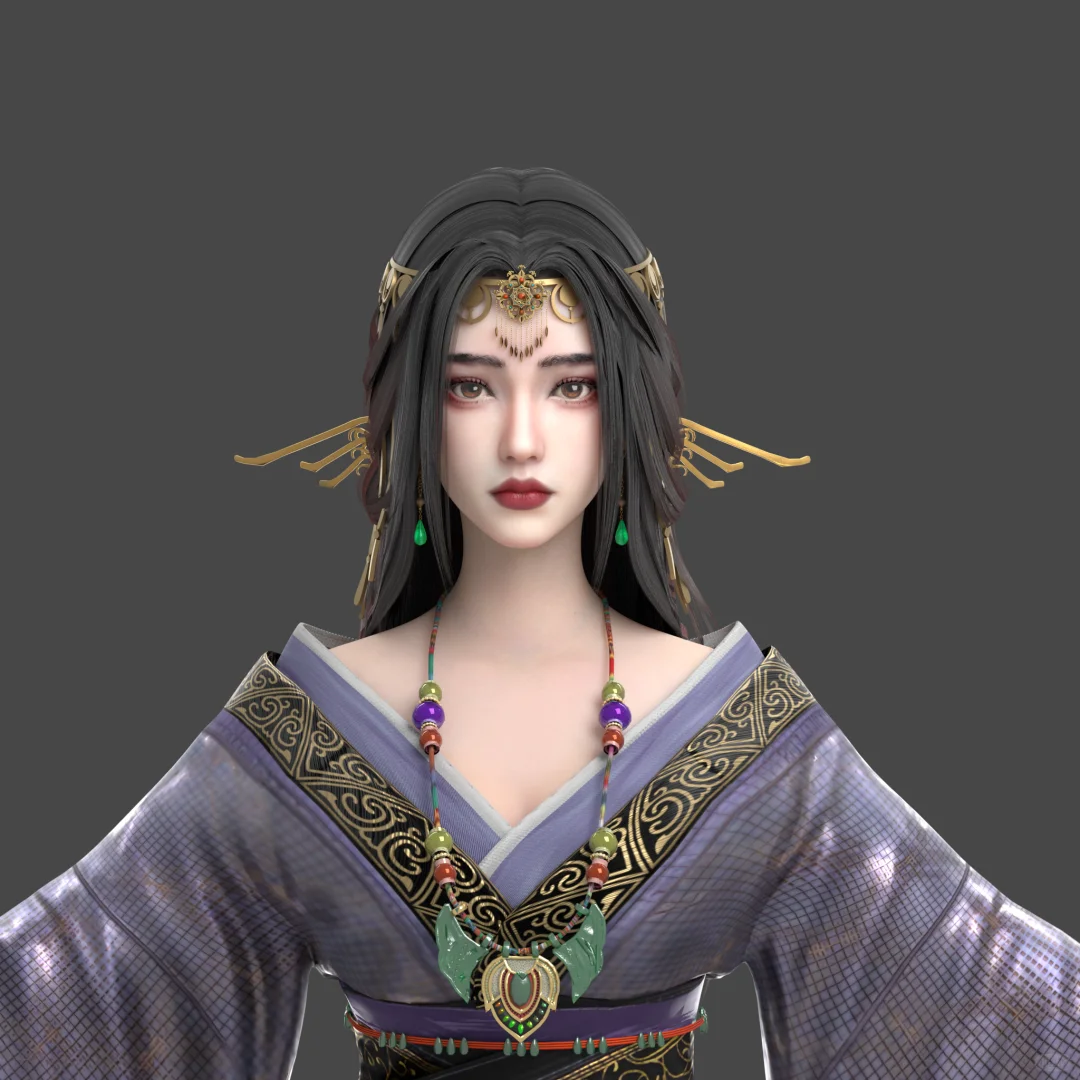 3D写实模型 古代战国袍女性角色设计