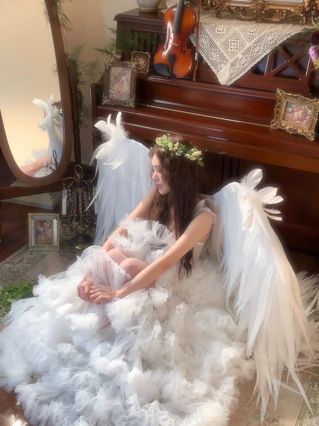 翅膀、花🌼、天使少女写真～～