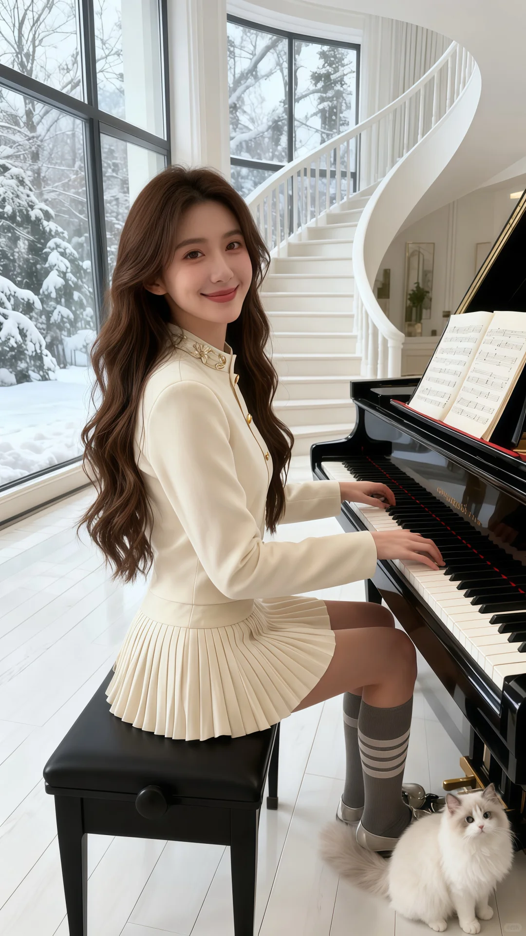 温柔小香风针织套装穿搭__