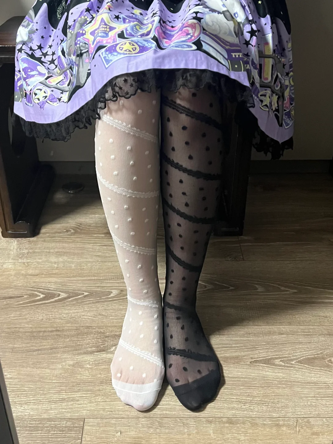 亲测，慎入 ap黑色波点过膝袜