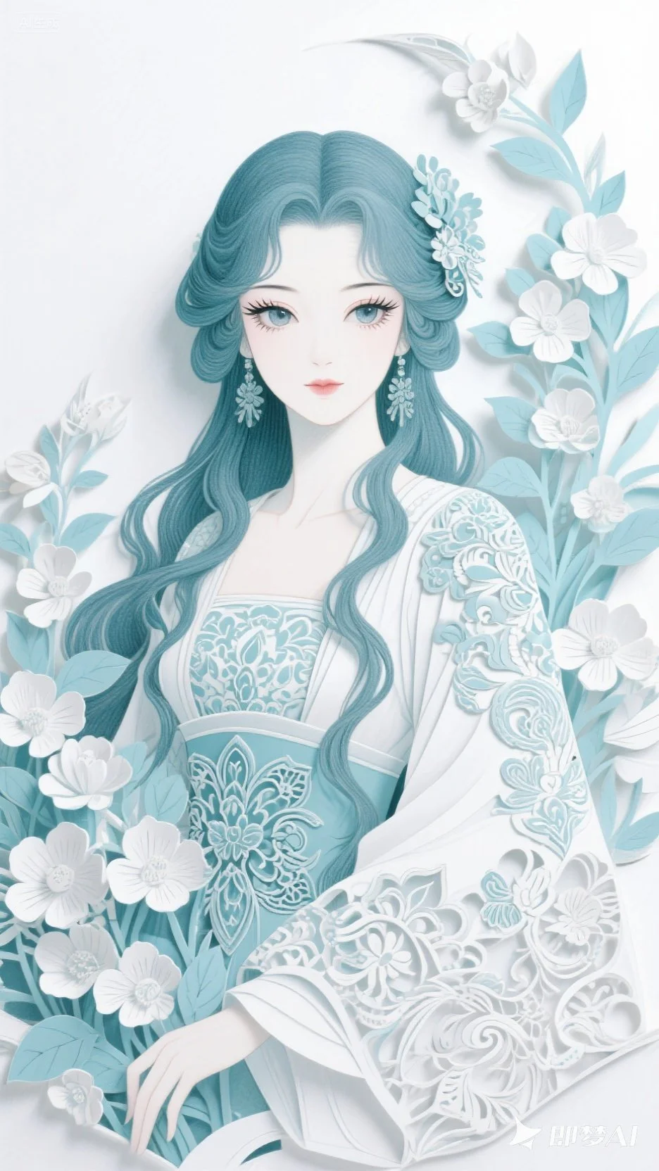 剪纸元素韵味丨美女插画