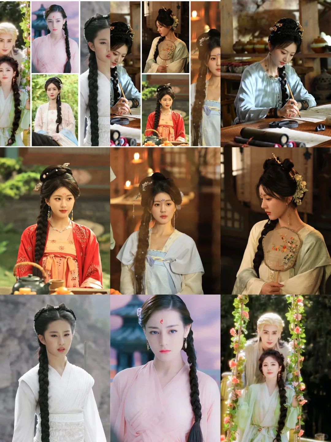 女明星古装侧麻花辫造型集合