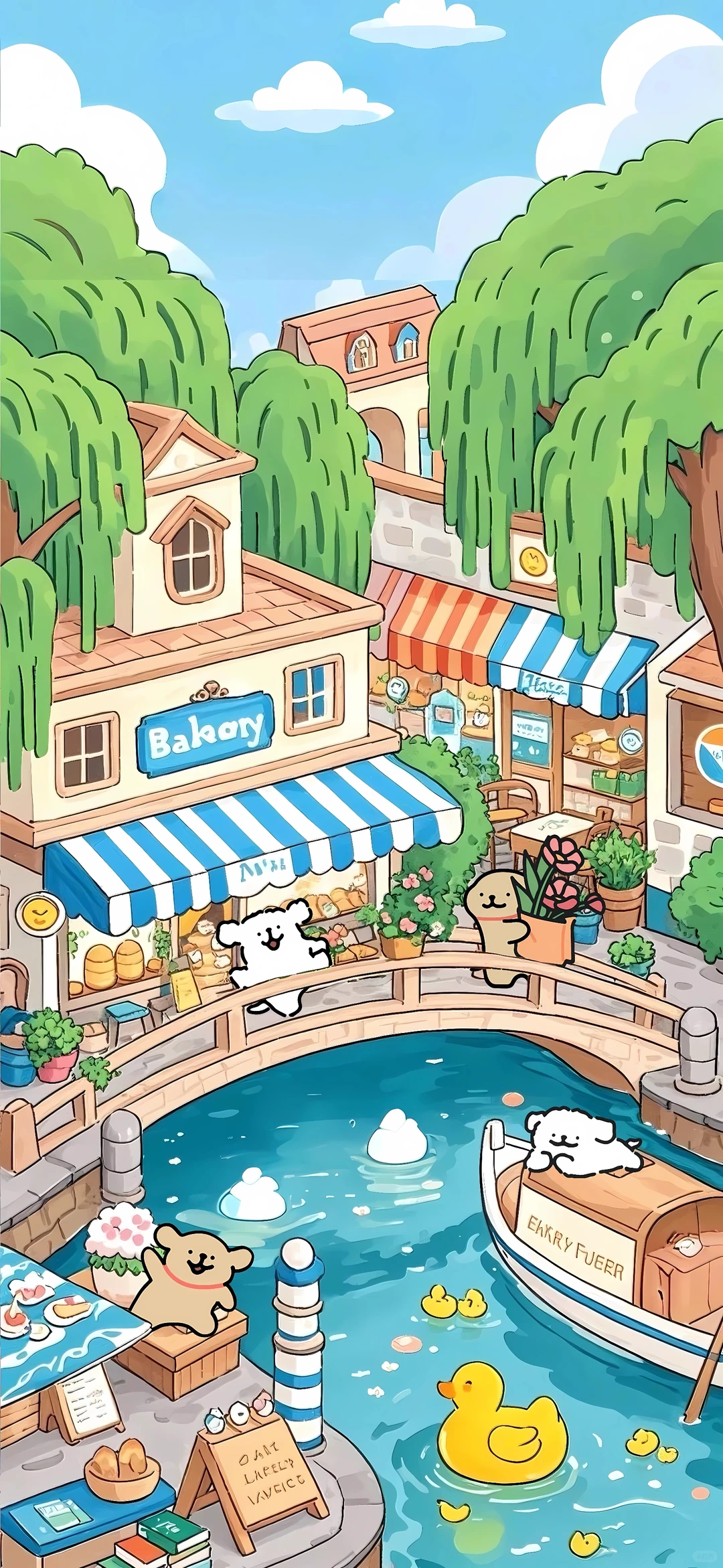 线条小狗iPad壁纸｜小桥流水人家🌸🏞️