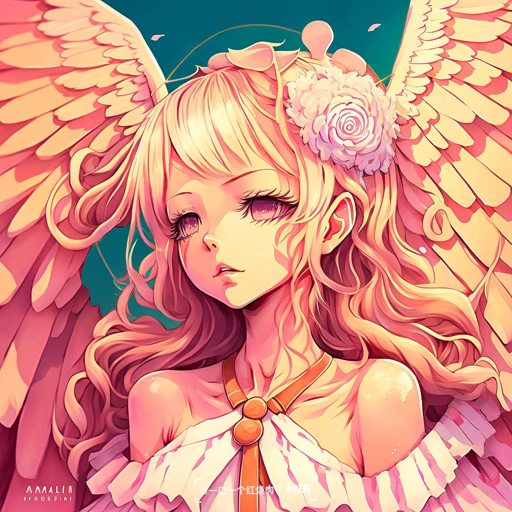 Mid journey二次元天使翅膀女孩