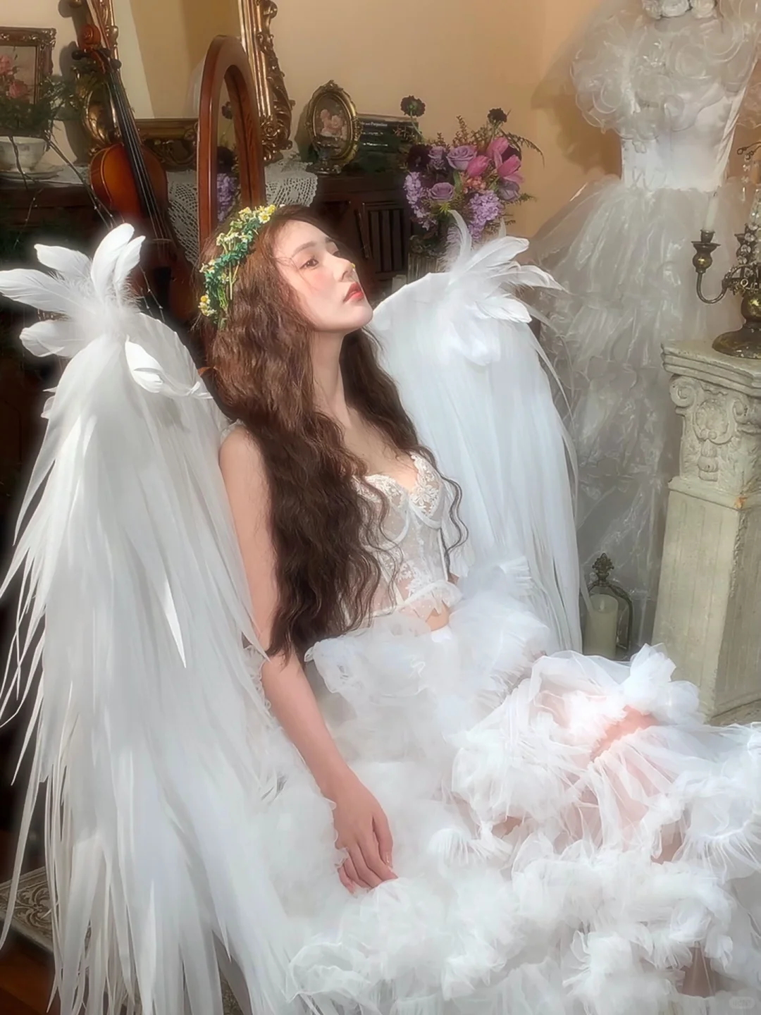 翅膀、花🌼、天使少女写真～～