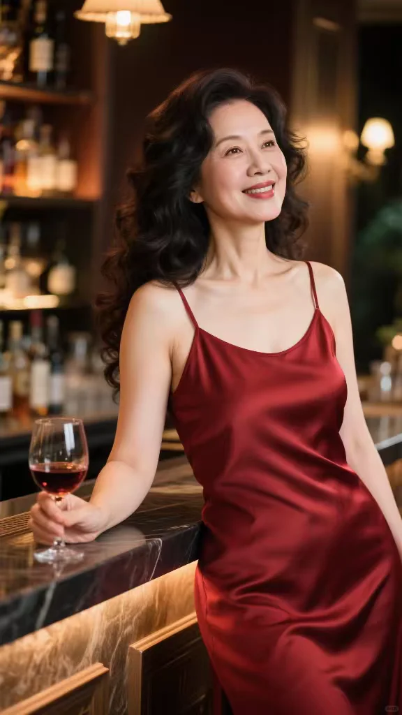 举杯成熟女人味，48岁阿姨的独特风采