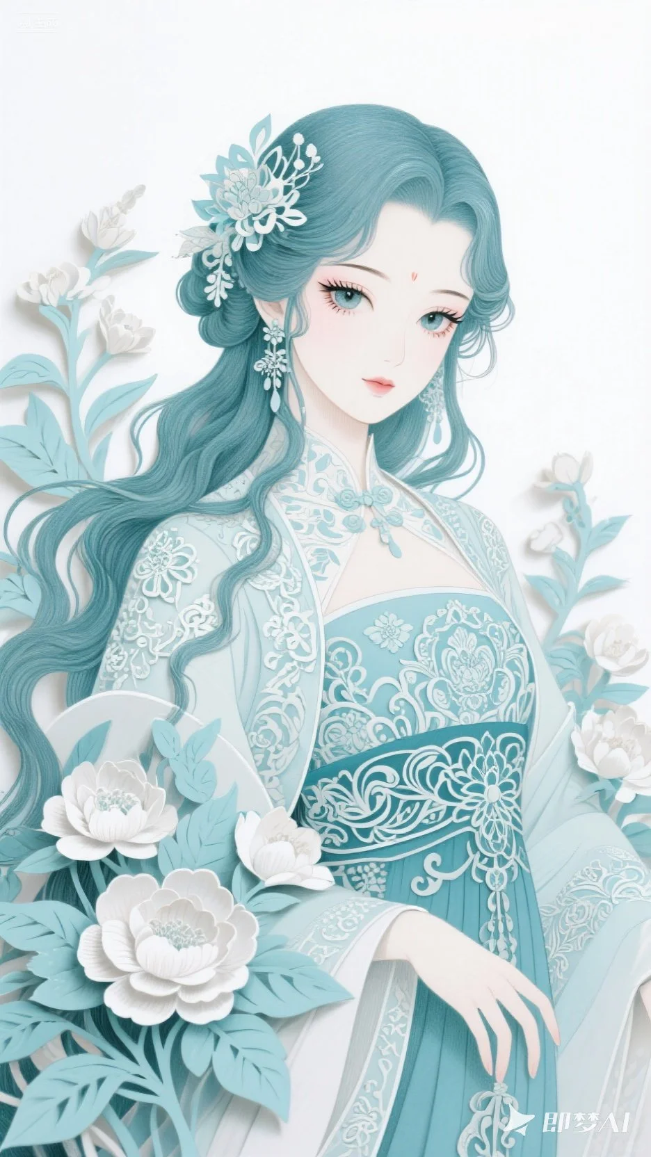 剪纸元素韵味丨美女插画