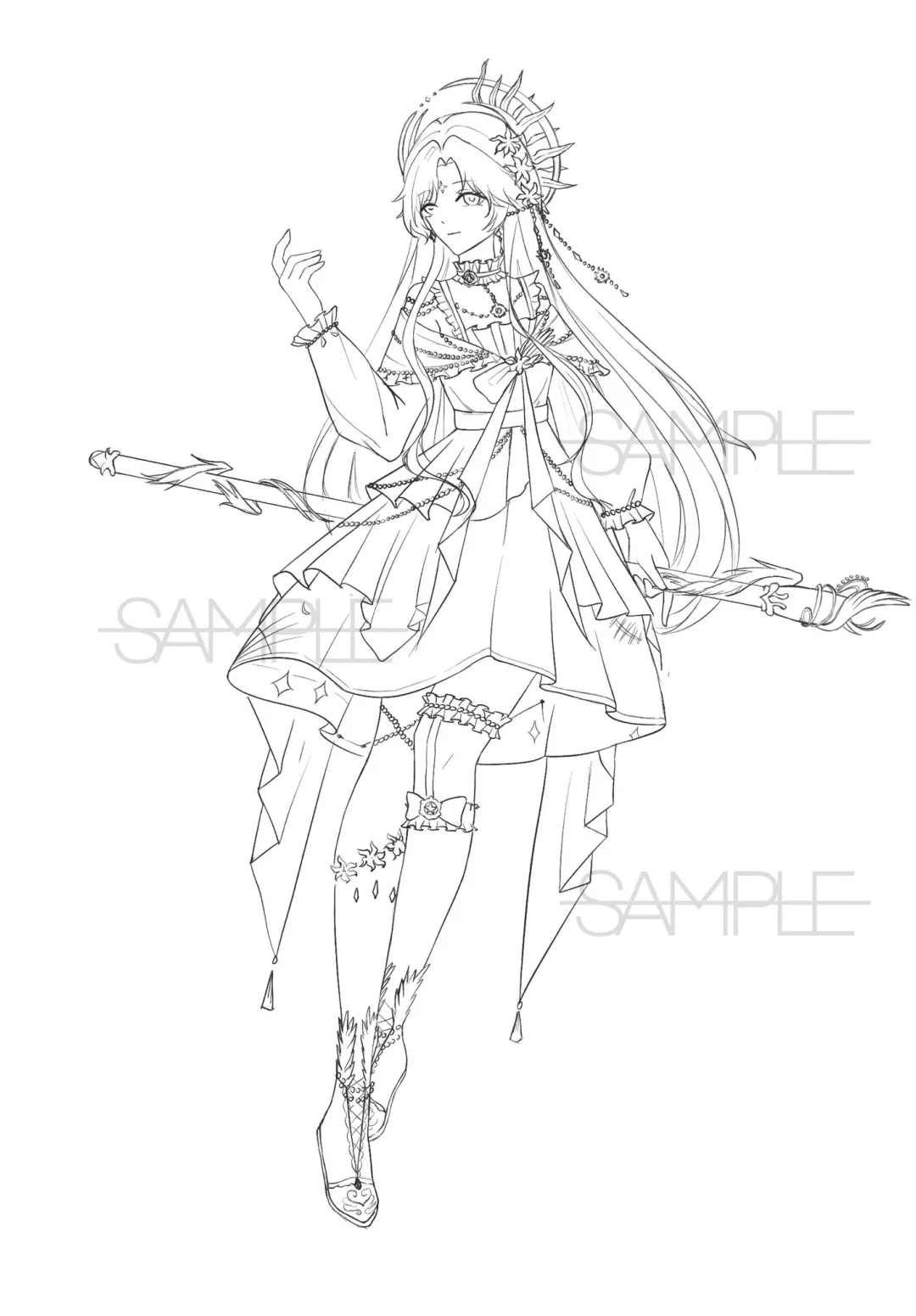 暑假肝的一些线稿立绘合集