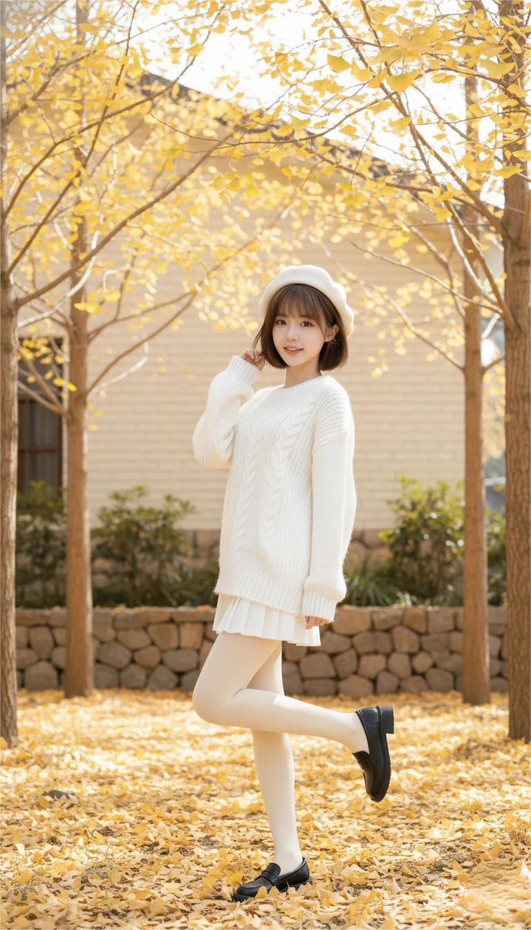 左滑~ 纯白× 贝雷帽｜秋日穿搭&氛围感写真