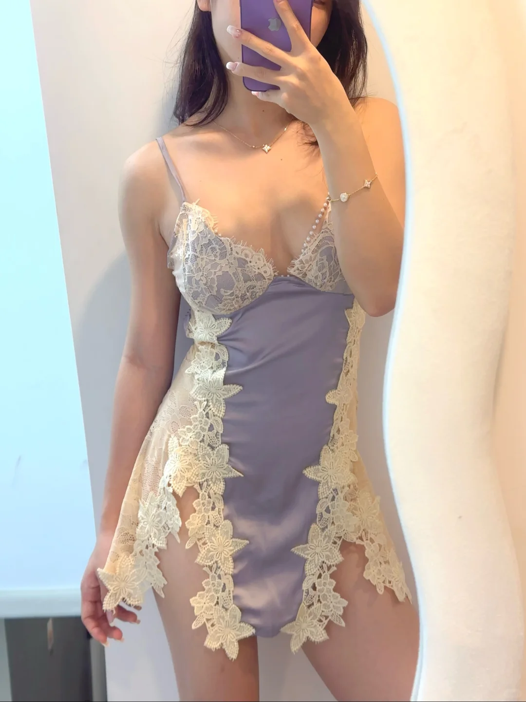 紫色蕾丝好显白啊