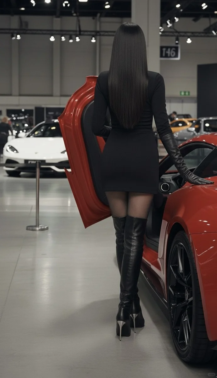 超跑展旁的惊艳车模