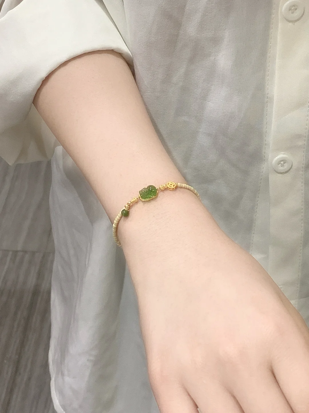 心头好💕天然琉璃绿碧玺🍃貔貅手链‼️