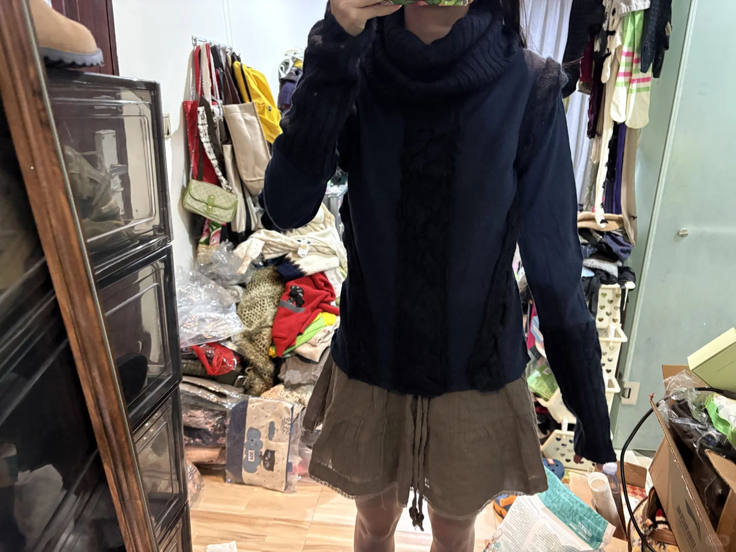 千禧辣妹y2k亚文化 堆堆领麻花拼接款打底