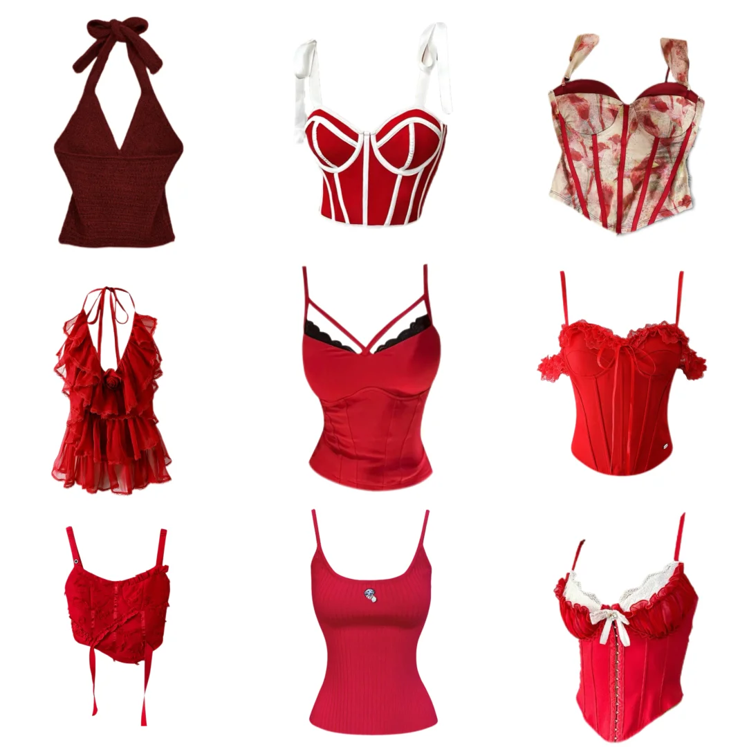 红色辣妹吊带合集❤️❤️你的电子衣橱！