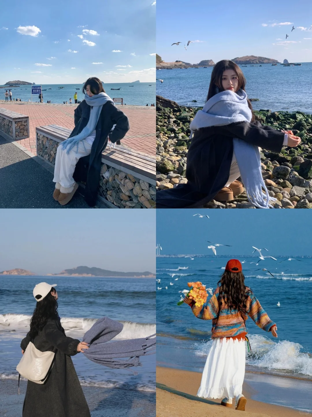 存一些冬天海边万能拍照姿势！📸