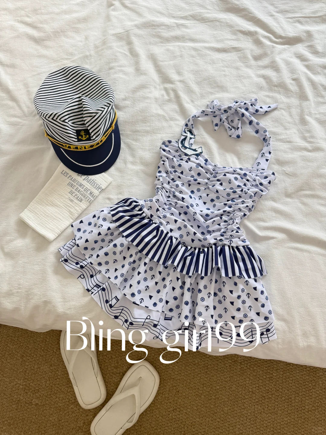 温泉季♨️泳衣分享！航海系蓝色波点好好看！