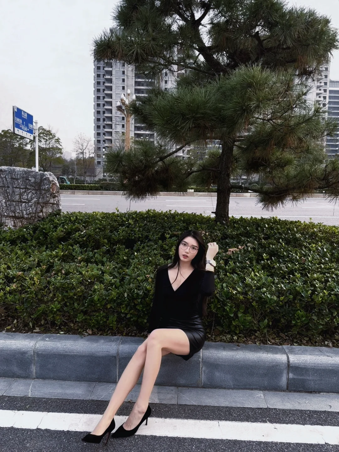 169/53kg 御姐黑色系穿搭