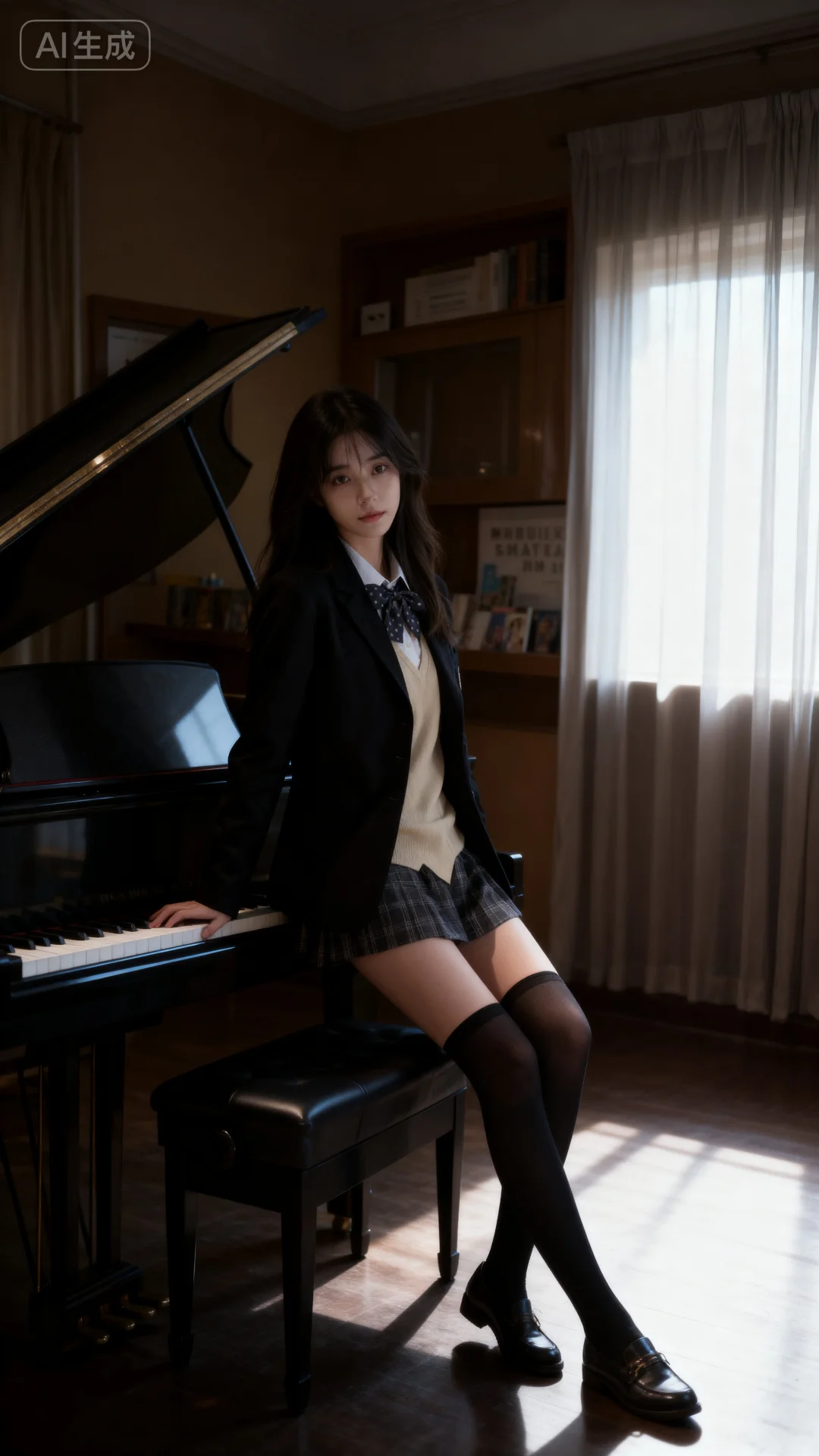 钢琴教室拍的jk写真，氛围感绝了！❤️