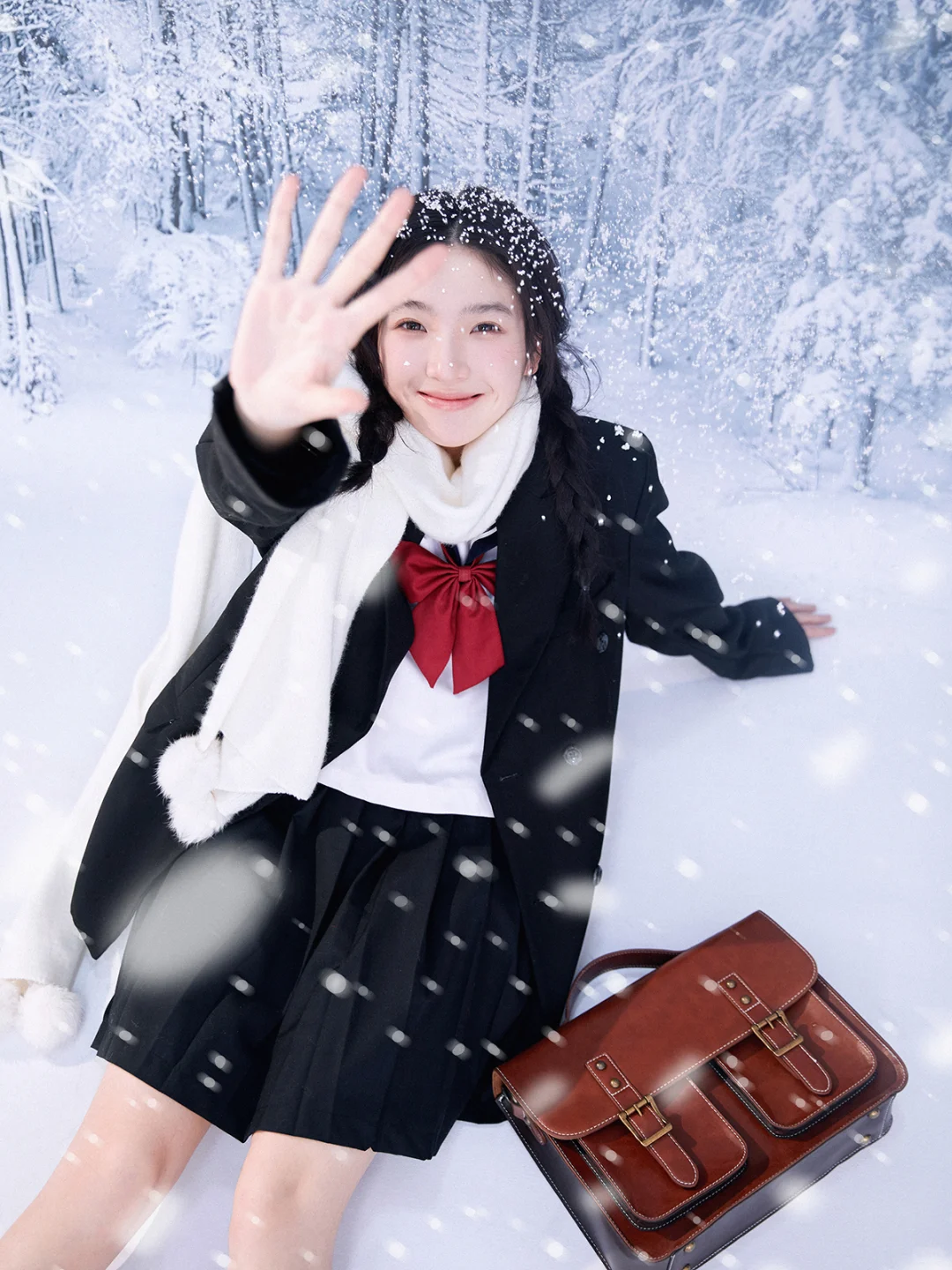 冬日限定❄️雪落制服少女的梦幻写真❄️